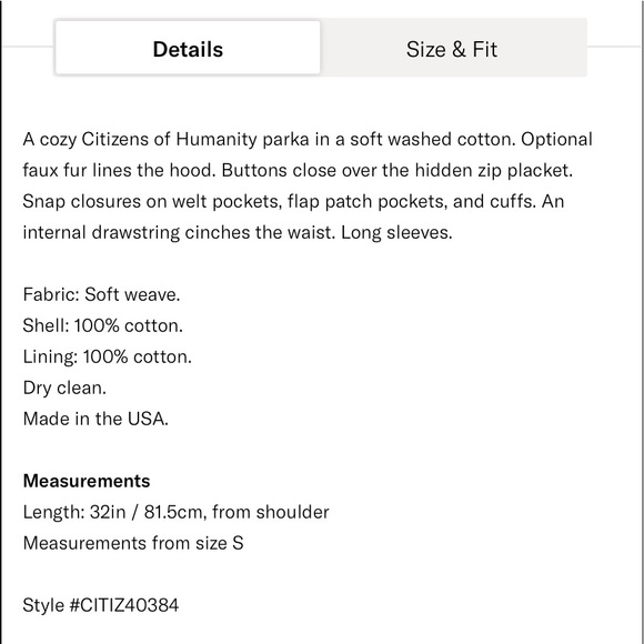 Citizens of Humanity Parka - Picture 7 of 7